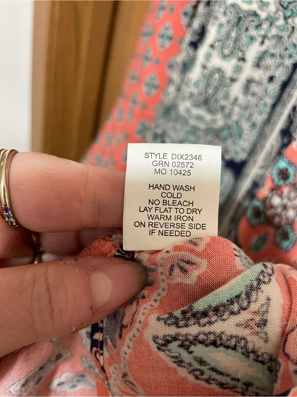 Unique Orange Paisley Top with Navy Printed Faux Cardigan - Picture 5 of 7